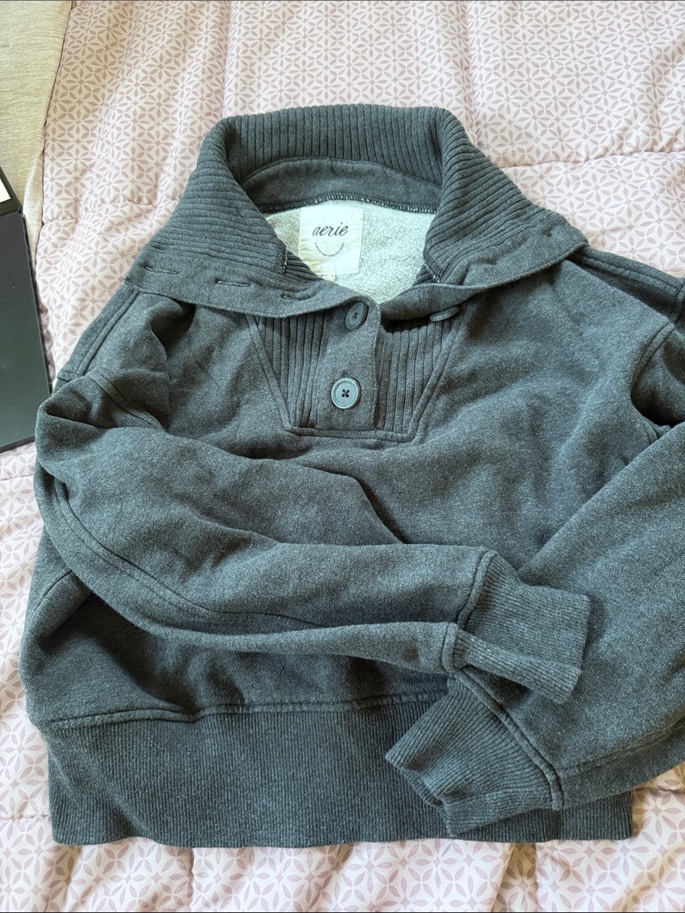 aerie Charcoal Gray Cowl Neck Pullover Sweater